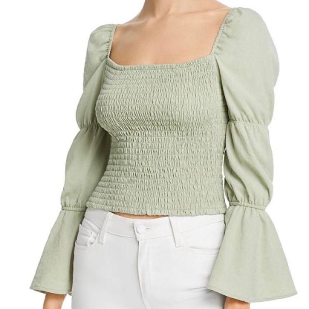 Sage the Label Smocked Green Top